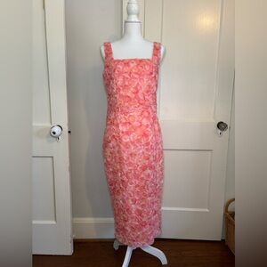 Just Me Pink Floral Midi Dress